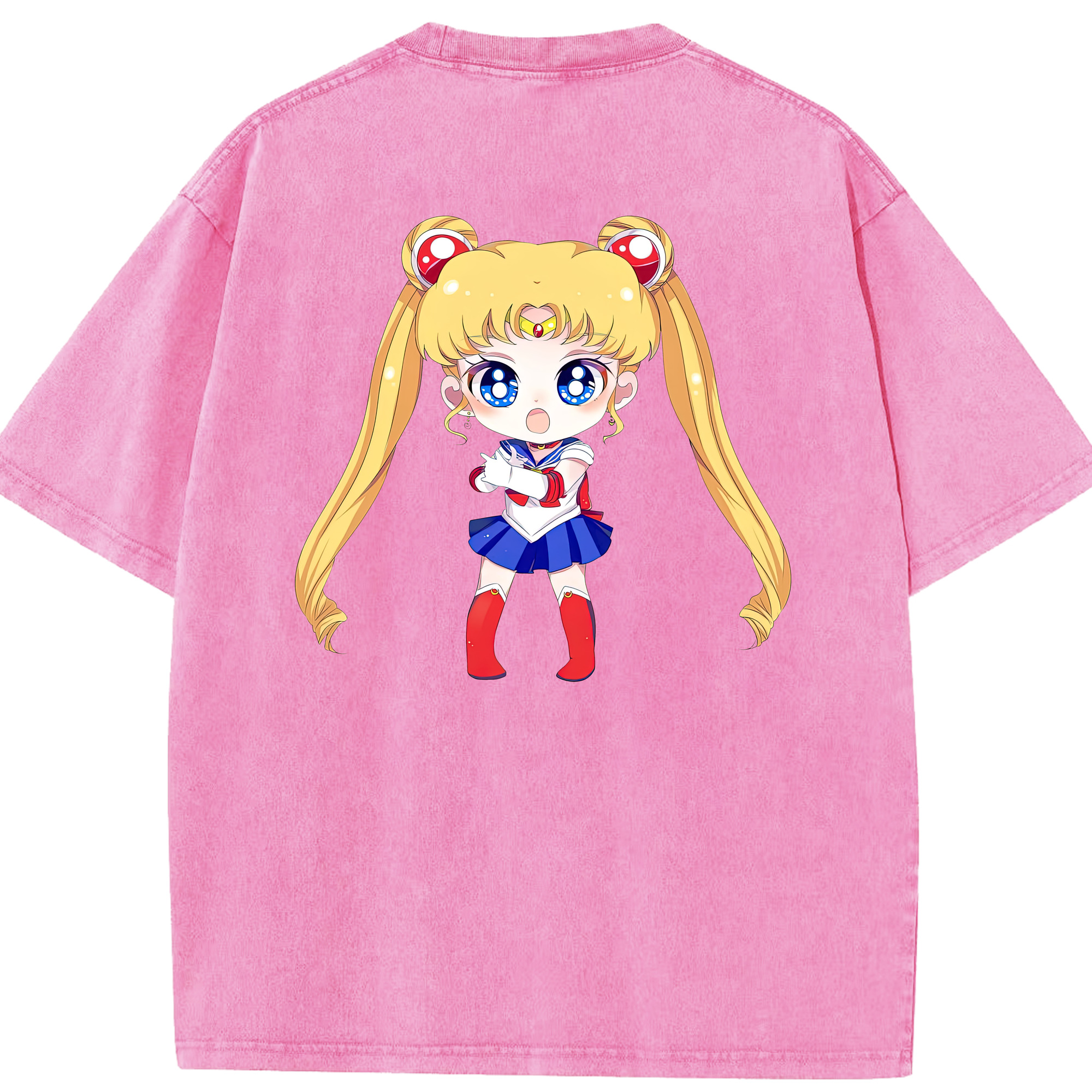（画像用） 美少女戦士セーラームーン 月野 うさぎ つきの うさぎ Sailor Moon Tsukino Usagi 綿100% ヴィンテージ風 半袖Tシャツ（背面プリント）